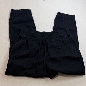 Athleta Black Straight-Leg Drawstring-Waist Pants